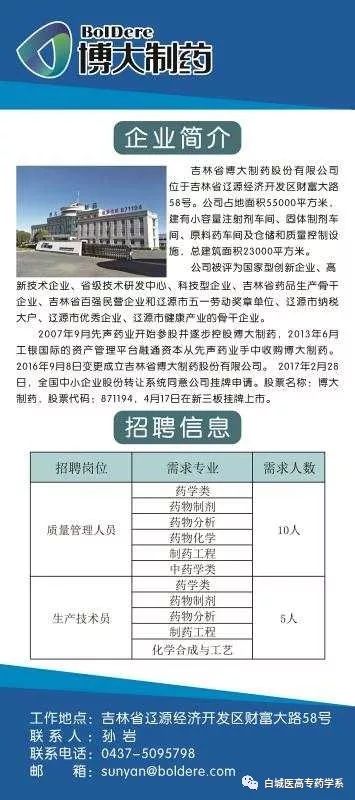 安国北跑药厂招聘信息发布